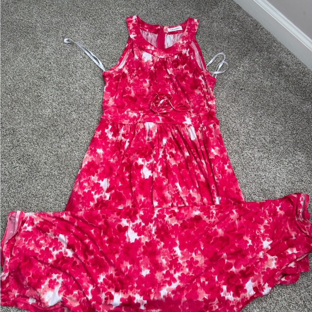 Calvin Klein Girls' Hot Pink Floral Maxi Dress